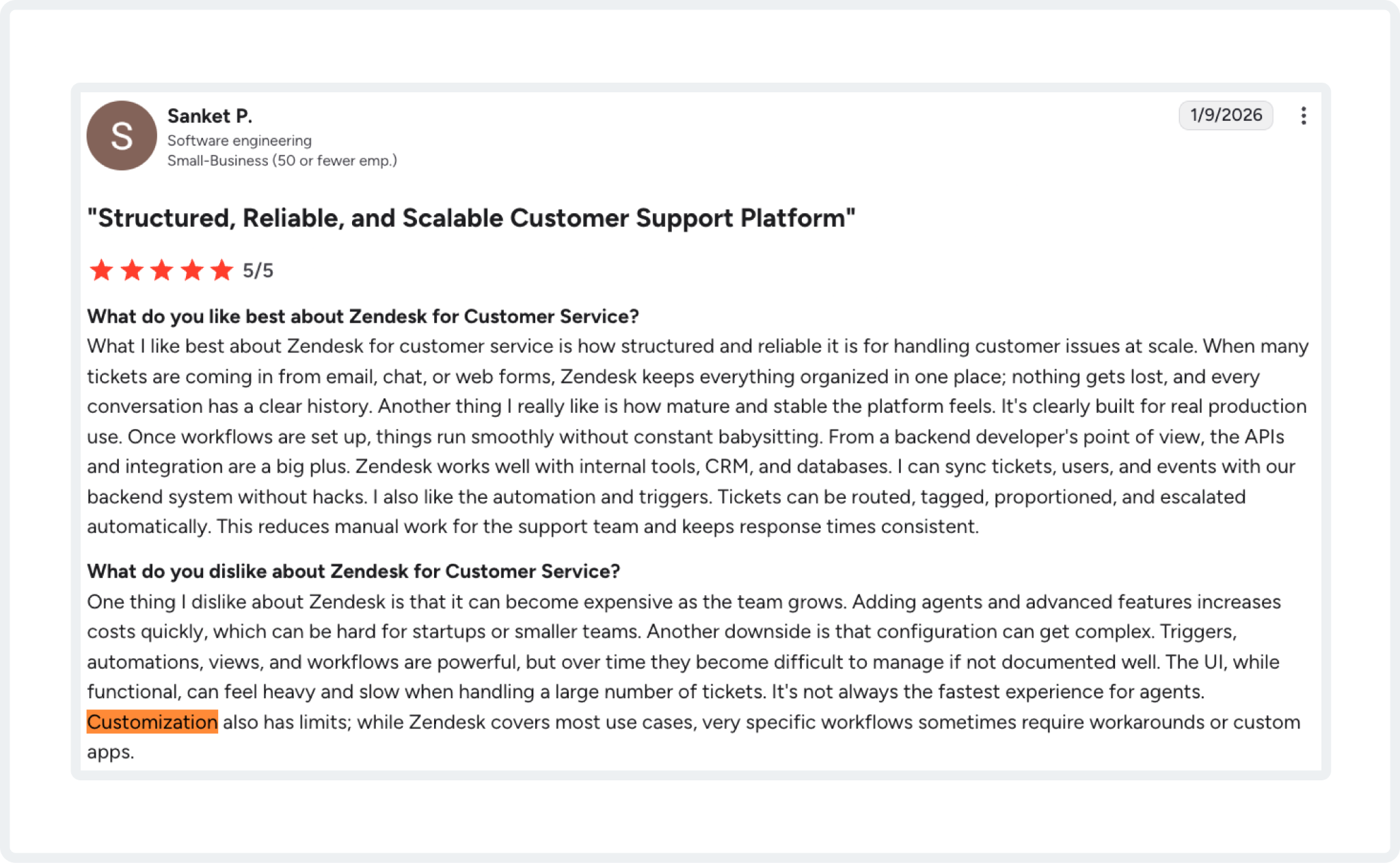 G2 review by Sanket P.