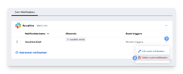 Delete event notification