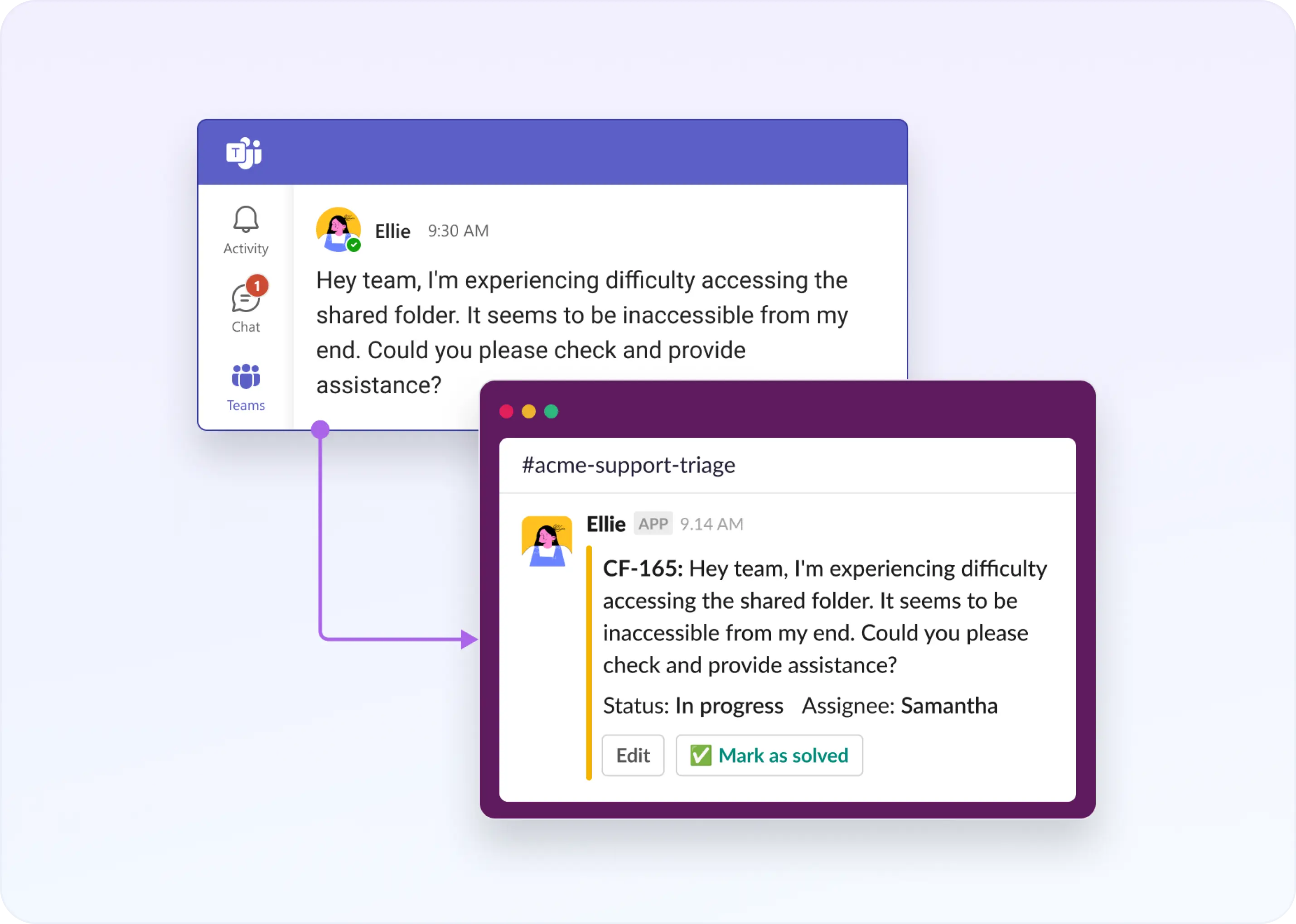 Manage Support requests from MS Teams Shared Channels Directly in Slack with ClearFeed 