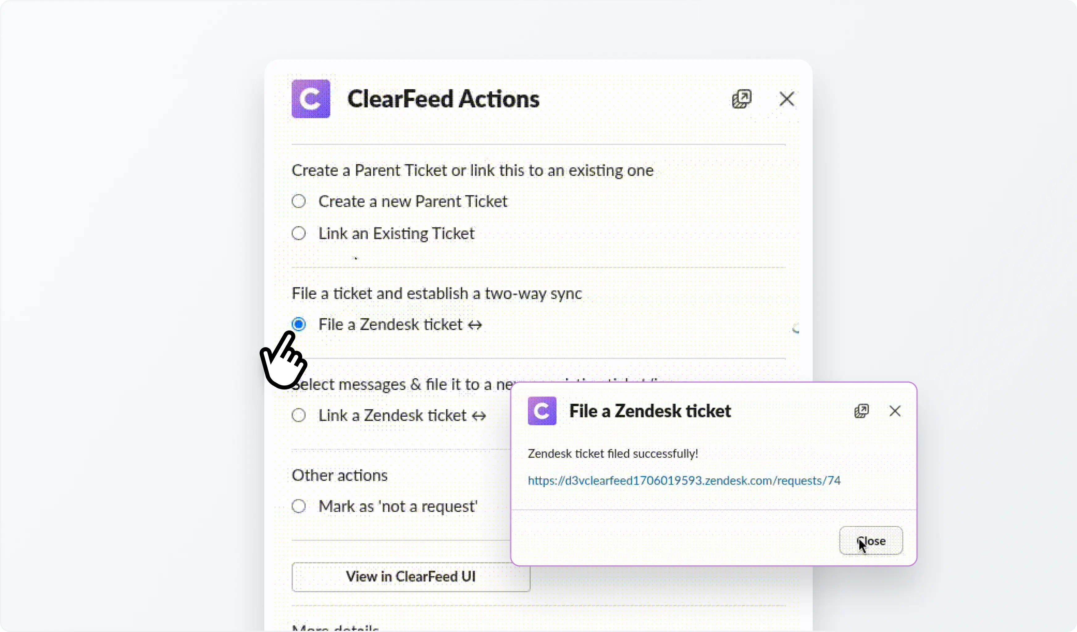Connect conversations to ticketing workflows
