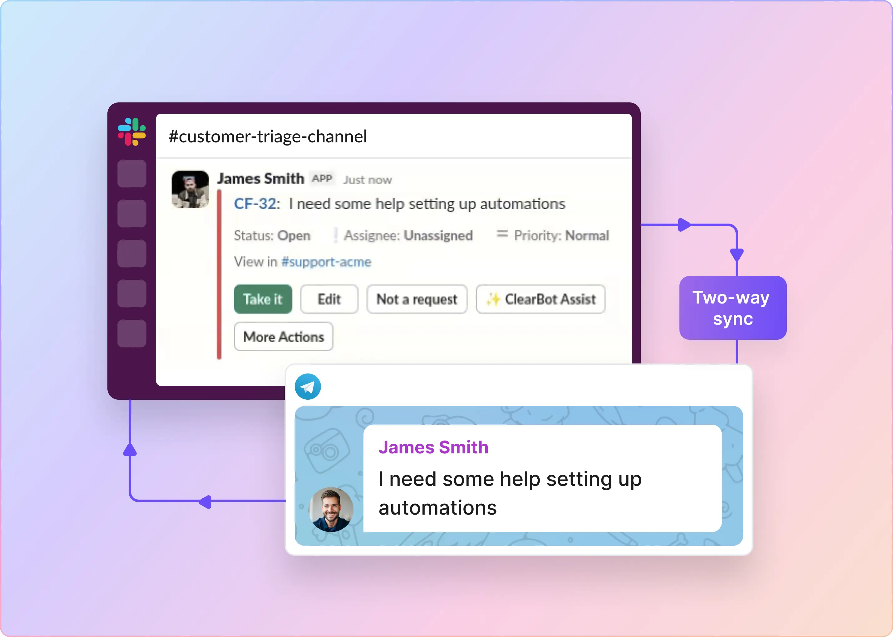 ClearFeed's Telegram-Slack Integration: Chat with Users on Telegram Directly from Slack