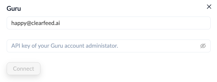 Enter the User Token as the API key, then click Connect.