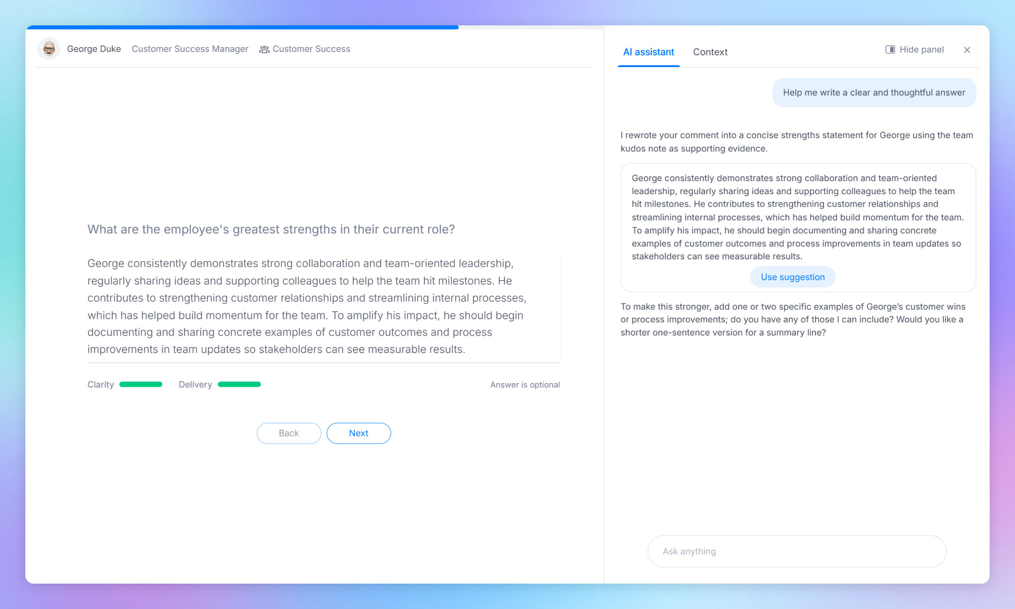 AI-drafting performance review