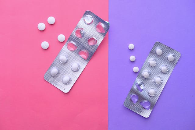 Pills on the Lilac Background