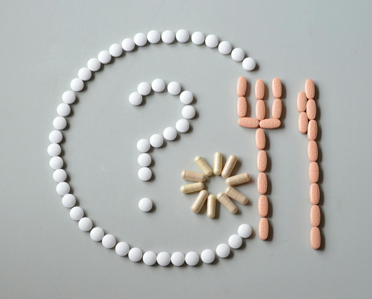 Pills on the beige background