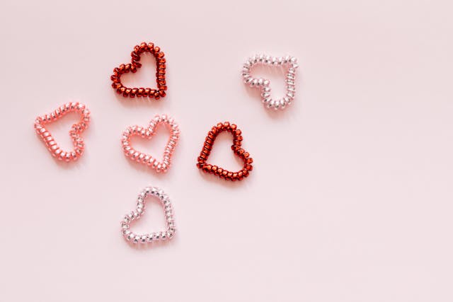 Hearts on table