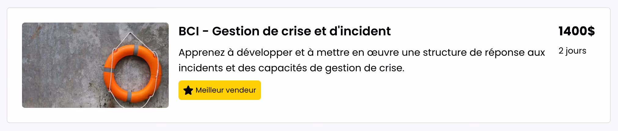 BCI - Gestion de crise et d'incident