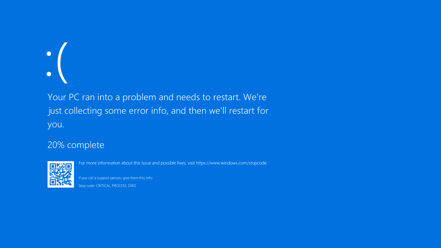 Install this wallpaper on your Mac for 'Blue Screen of Death Day'