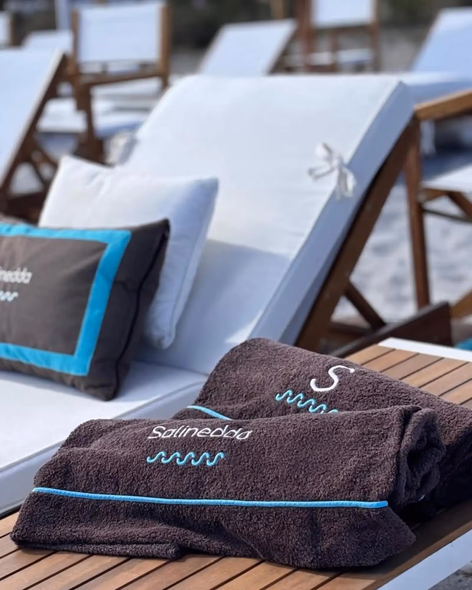 Beach towels on deck chairs at the beach