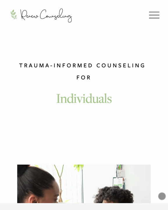 Renew Counseling Website Design Rates Page