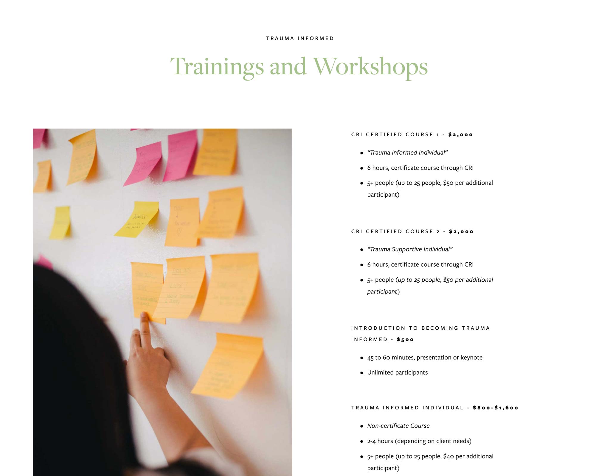 Renew Counseling Website Design Trainings and Workshops Page