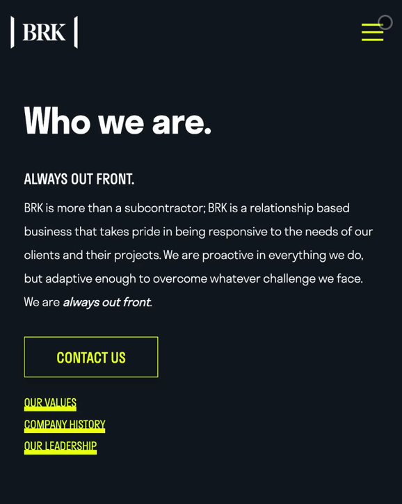 BRK Services branded website