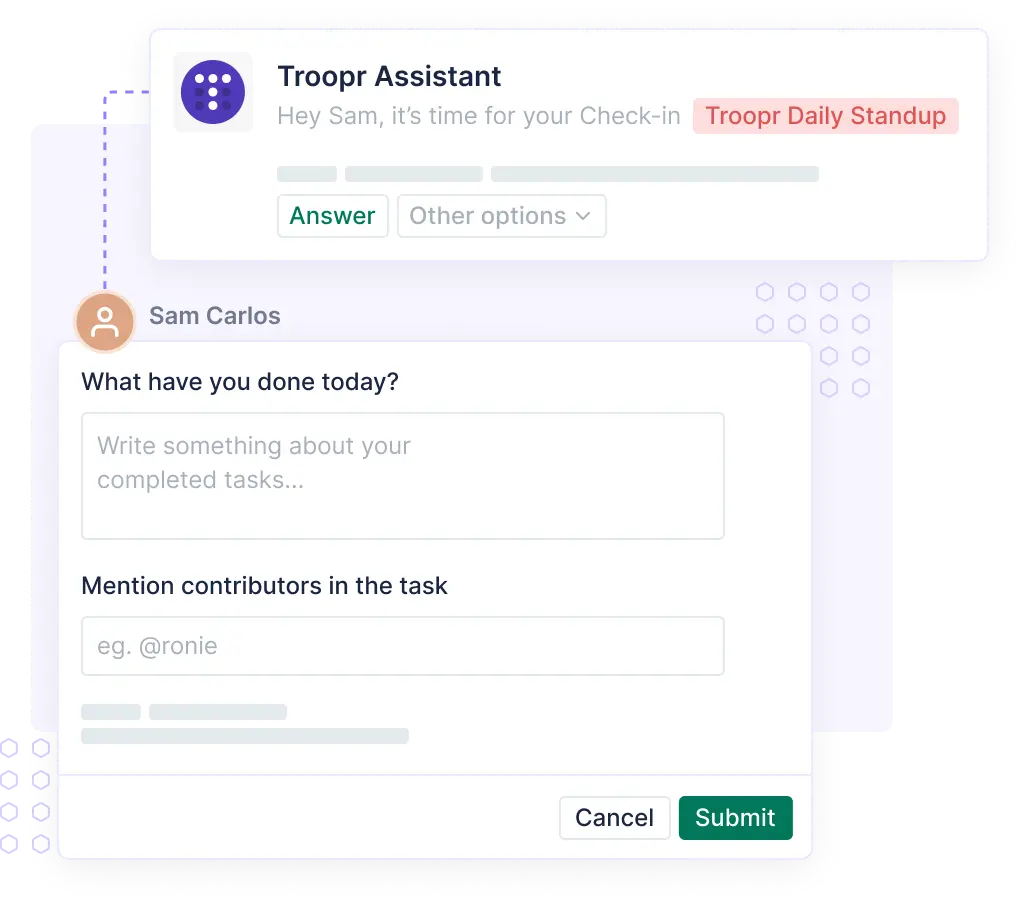 Troopr standup bot for hybrid work