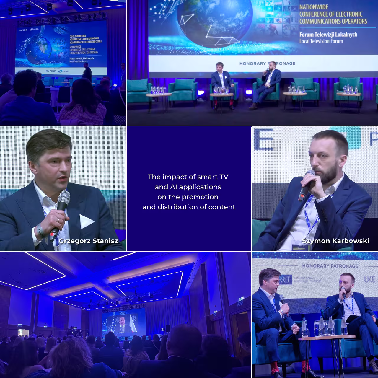 Main illustration of the article on the National Conference of Electronic Communications Operators: panel discussion photos with StreamVX CEO Szymon Karbowski on stage