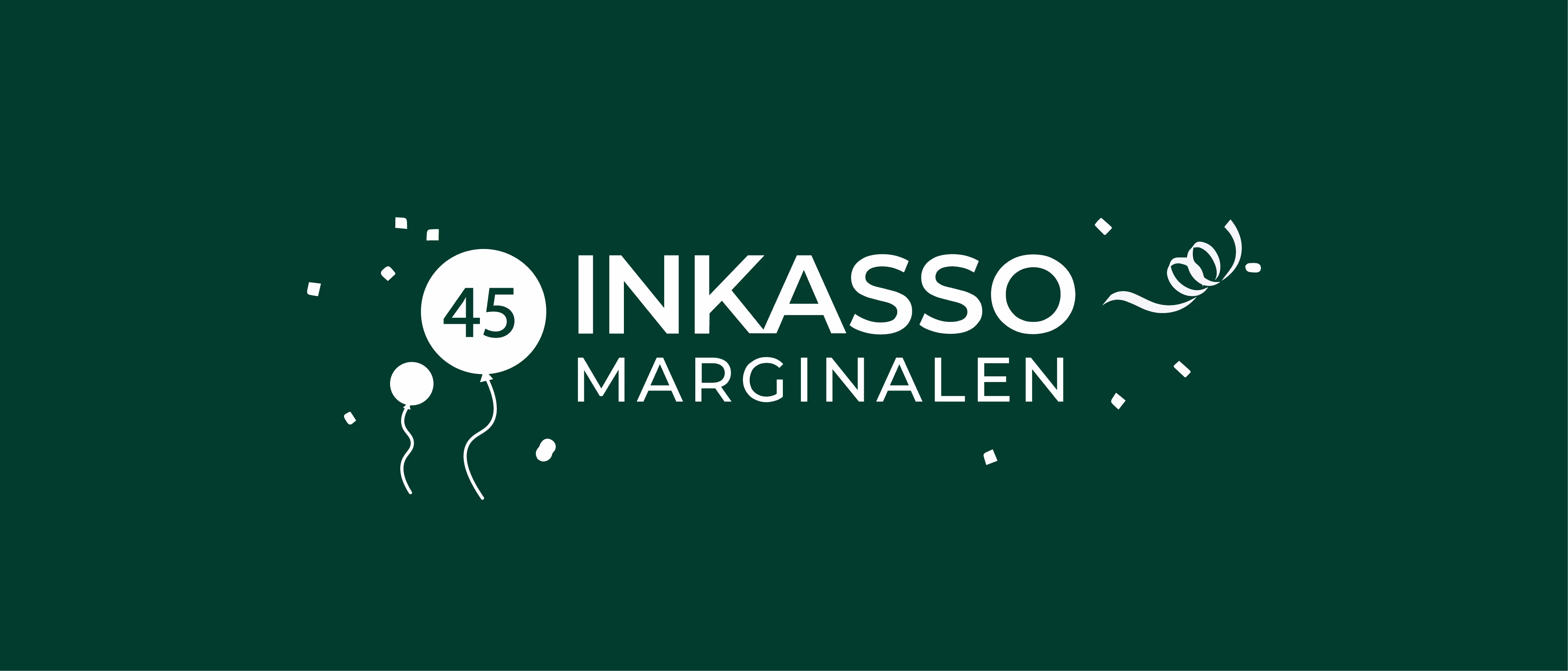 Bild av Inkasso Marginalens logotyp med ballonger och konfetti