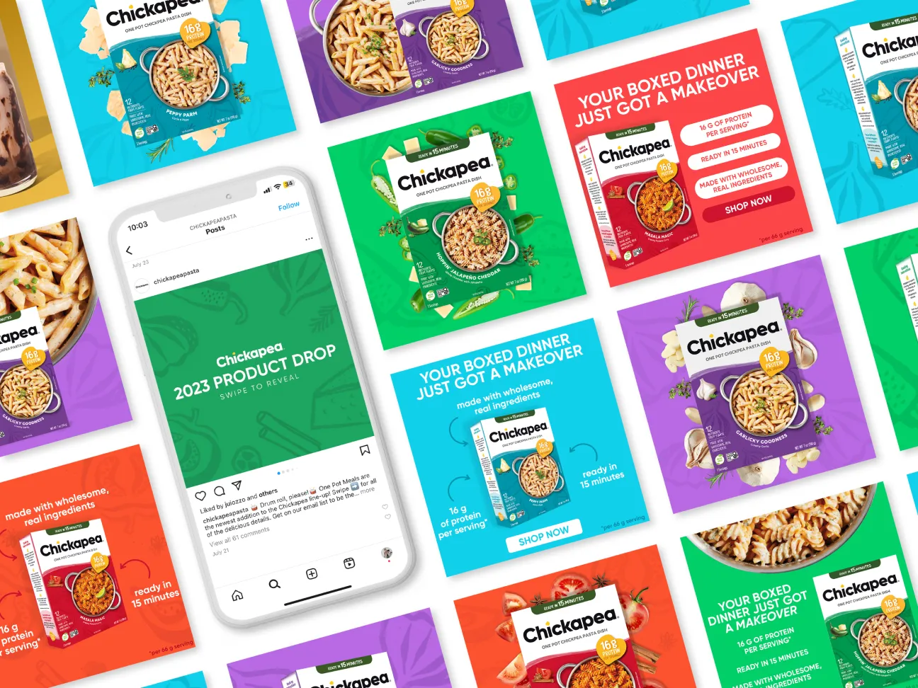 social media design and strategy for CPG pasta brand