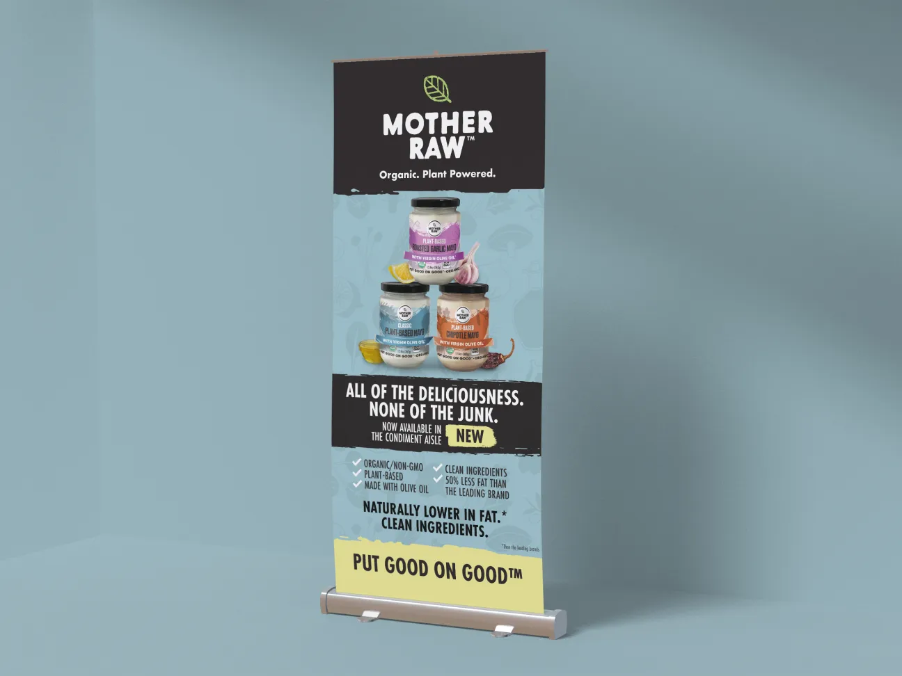 retractable pop up banner design for cpg brand