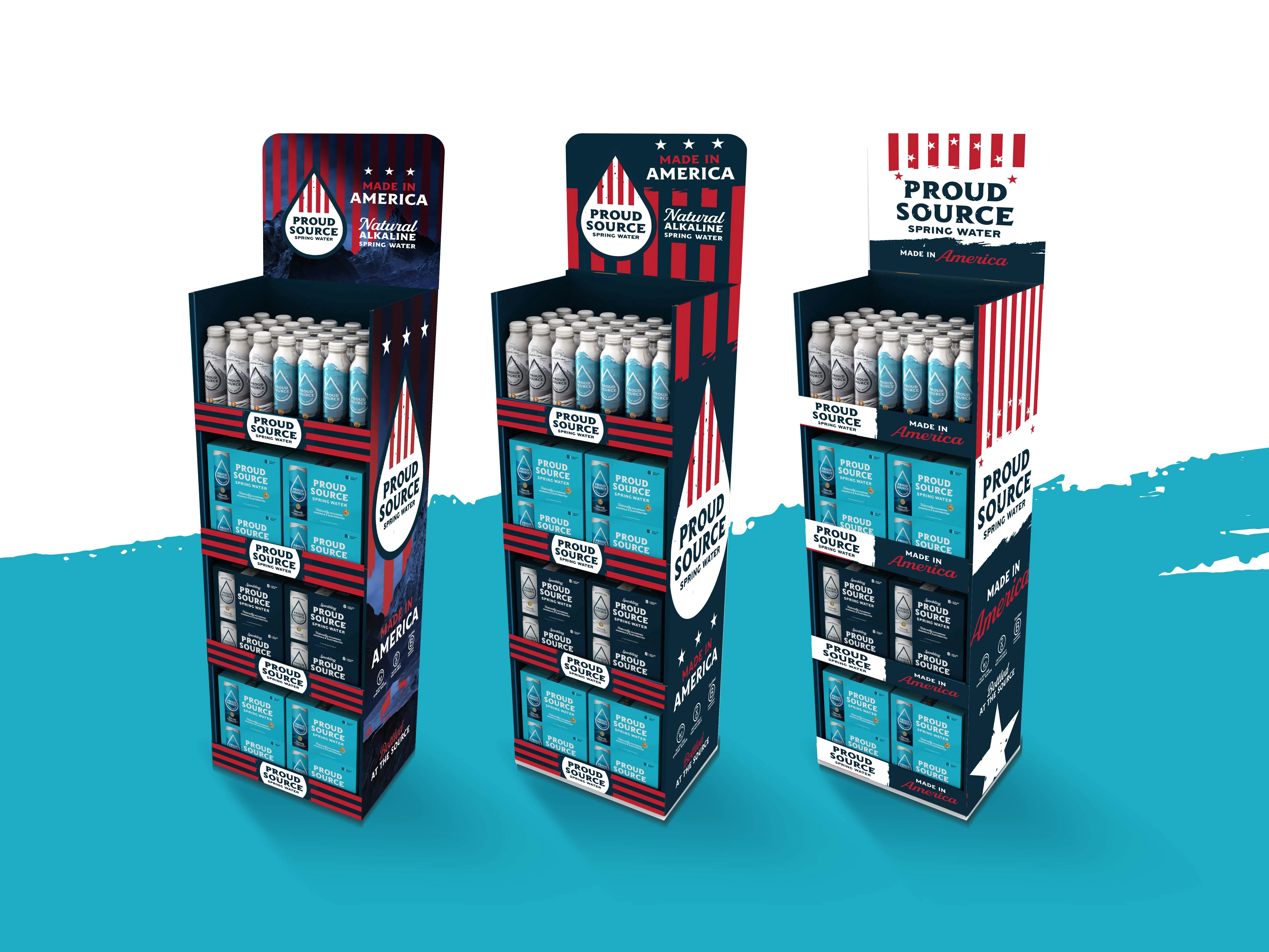 shipper design and case stack for beverage brand proud source water