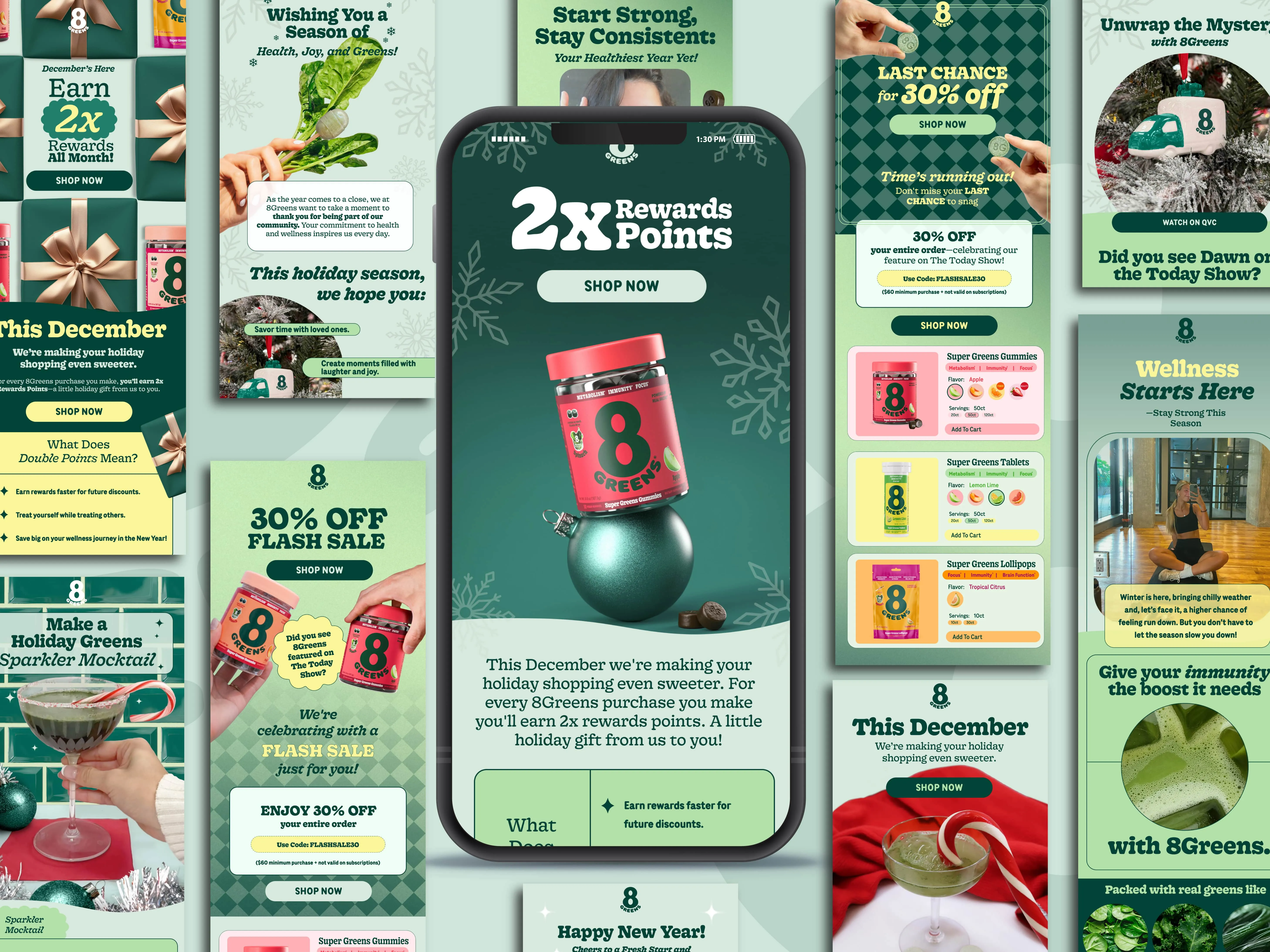 dtc email design for health brand 8greens