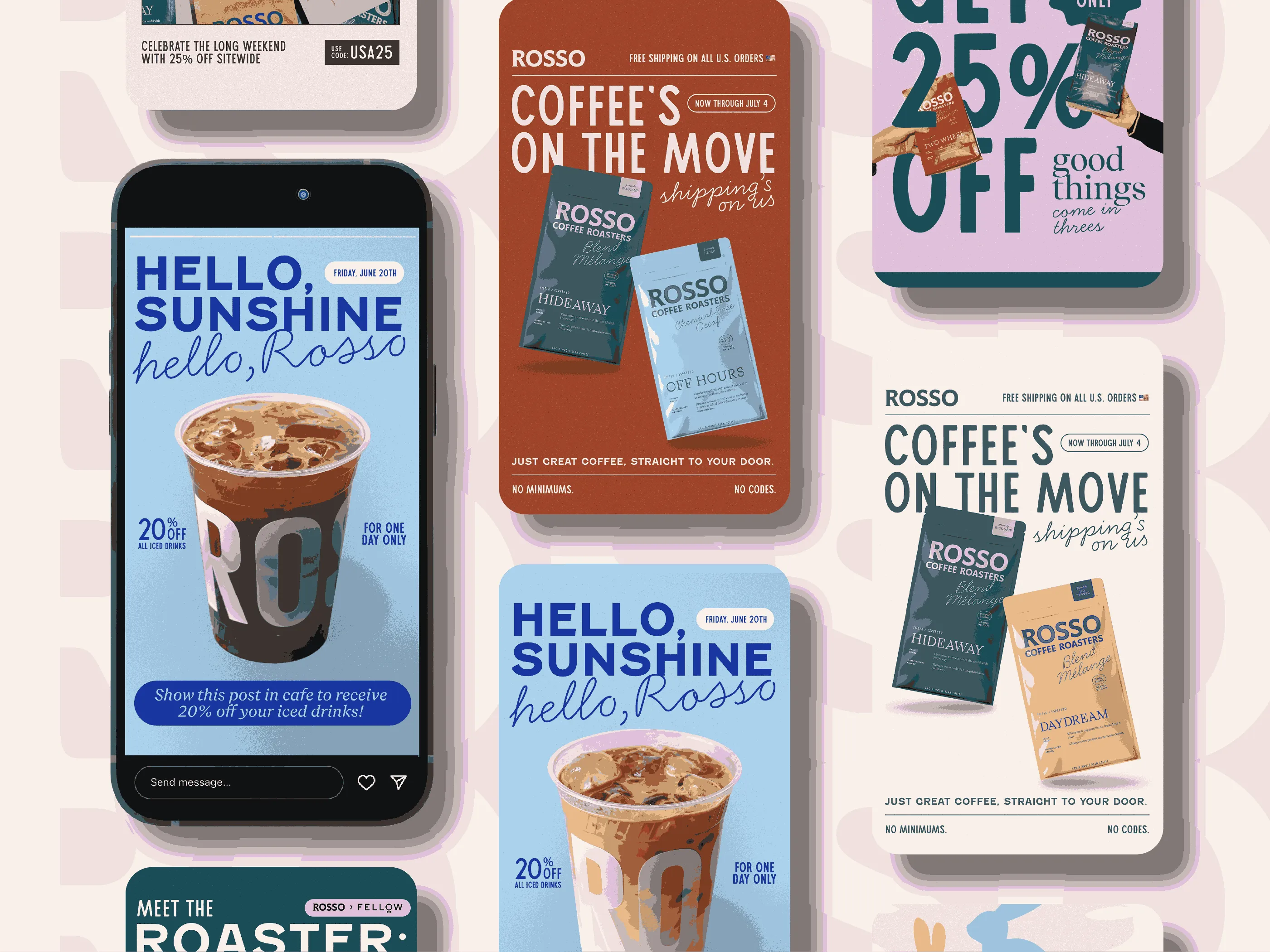 social media design for coffee brand rosso