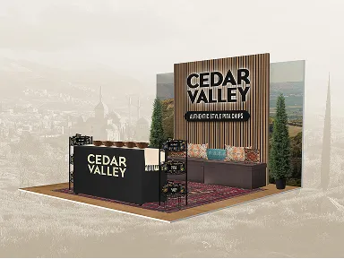trade show booth design for cpg brand Cedar Valley