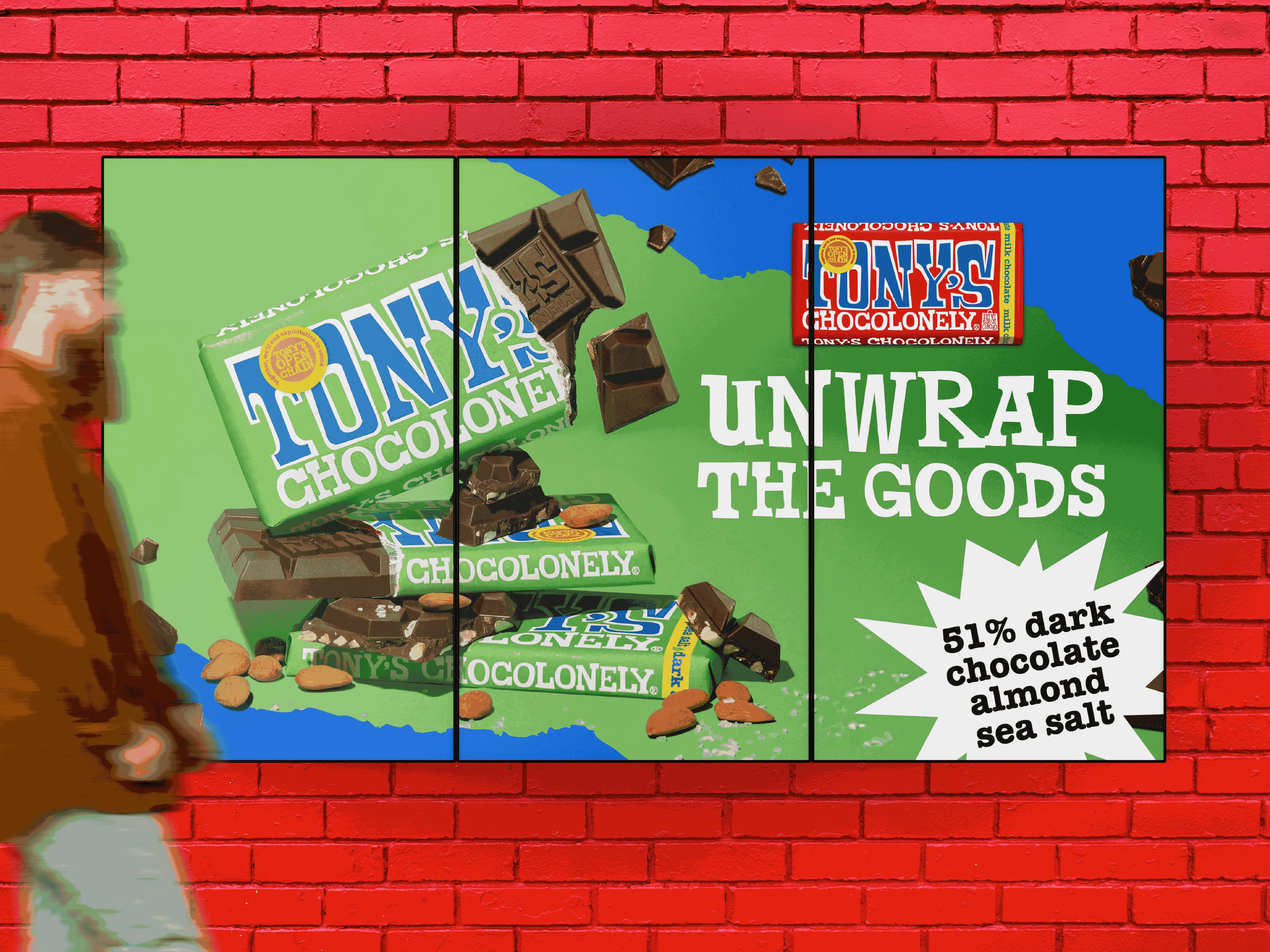 cpg billboard design for chocolate brand tonys chocolonely