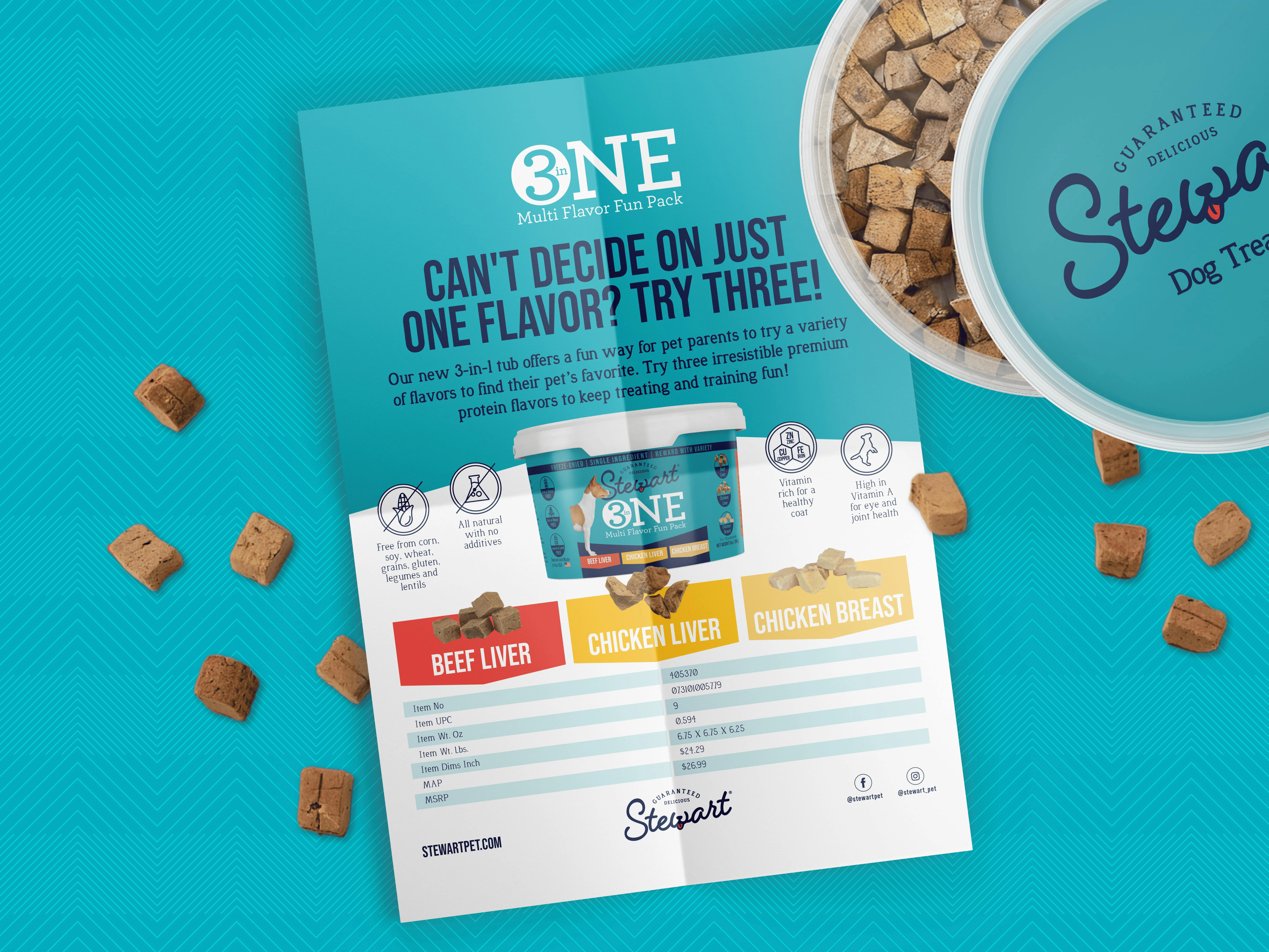 sell sheet graphic design for pet food brand sales
