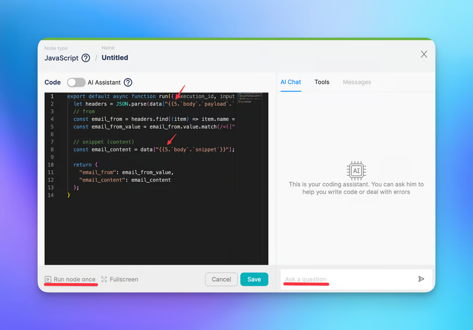 Illustration du code dont vous avez besoin pour ce scénario