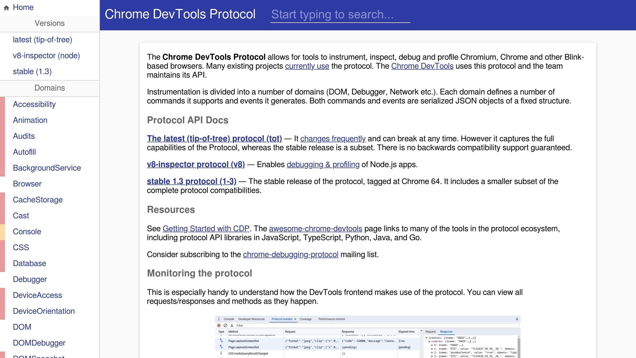 Chrome DevTools Protocol