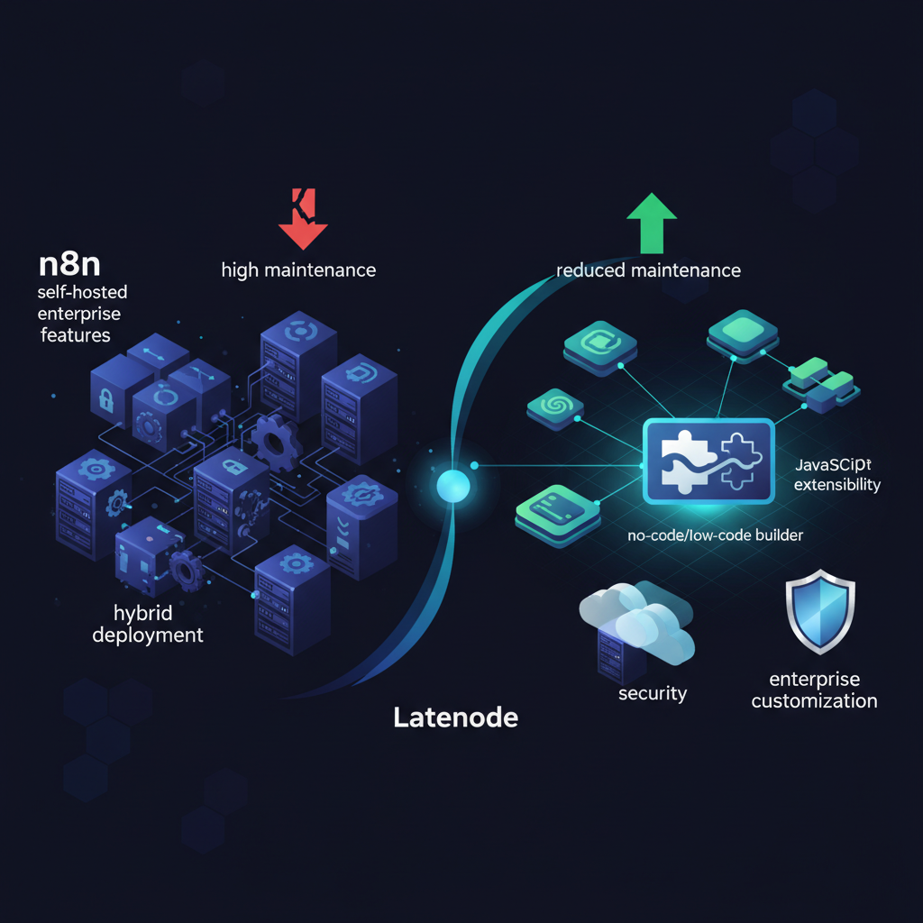 Compare Latenode vs n8n self-hosted for enterprise AI automation. Latenode includes 400+ AI models, reduces setup complexity by 80%, and saves $40-60/month on API costs.