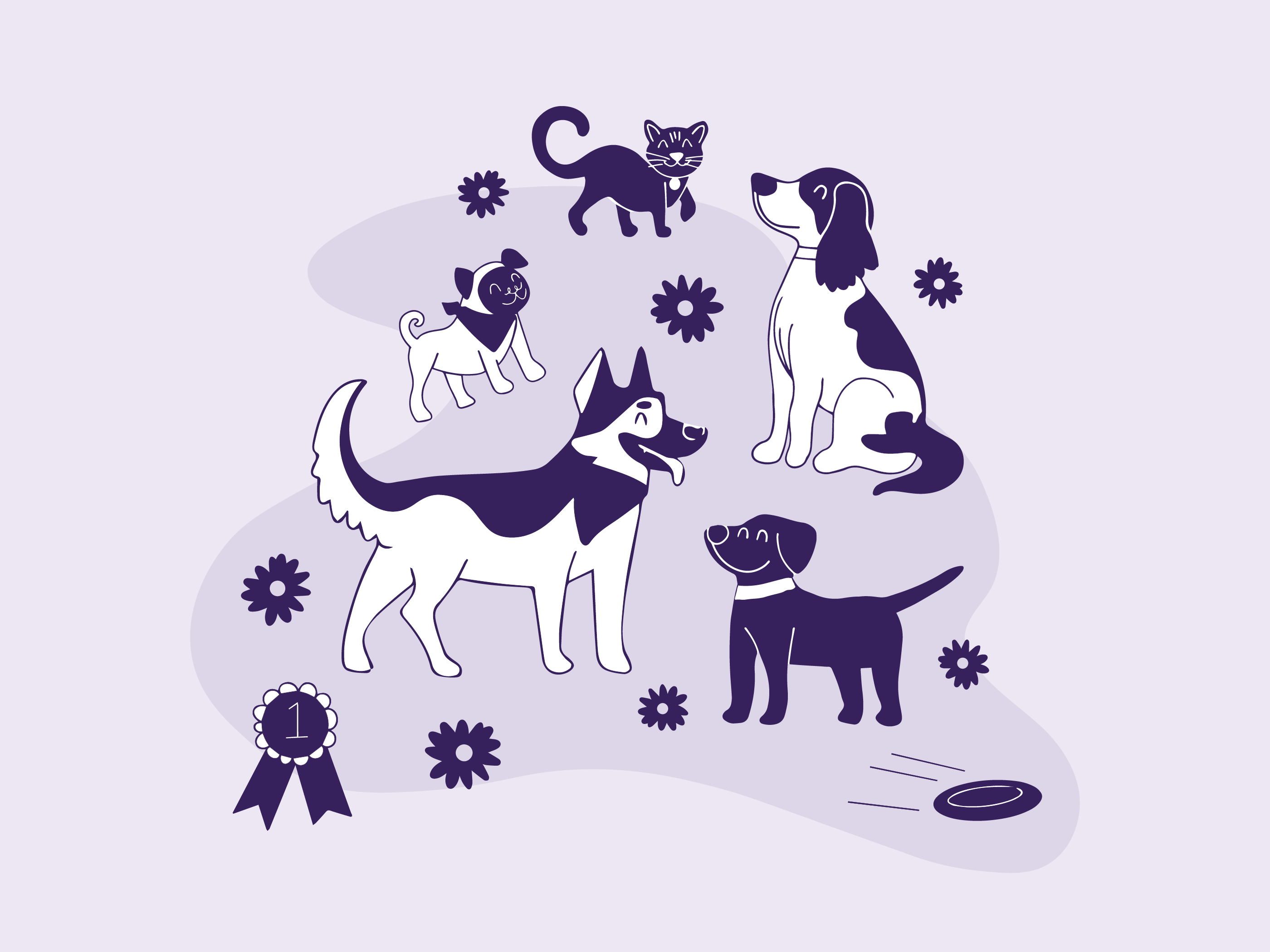 Dog and Cats Illustration