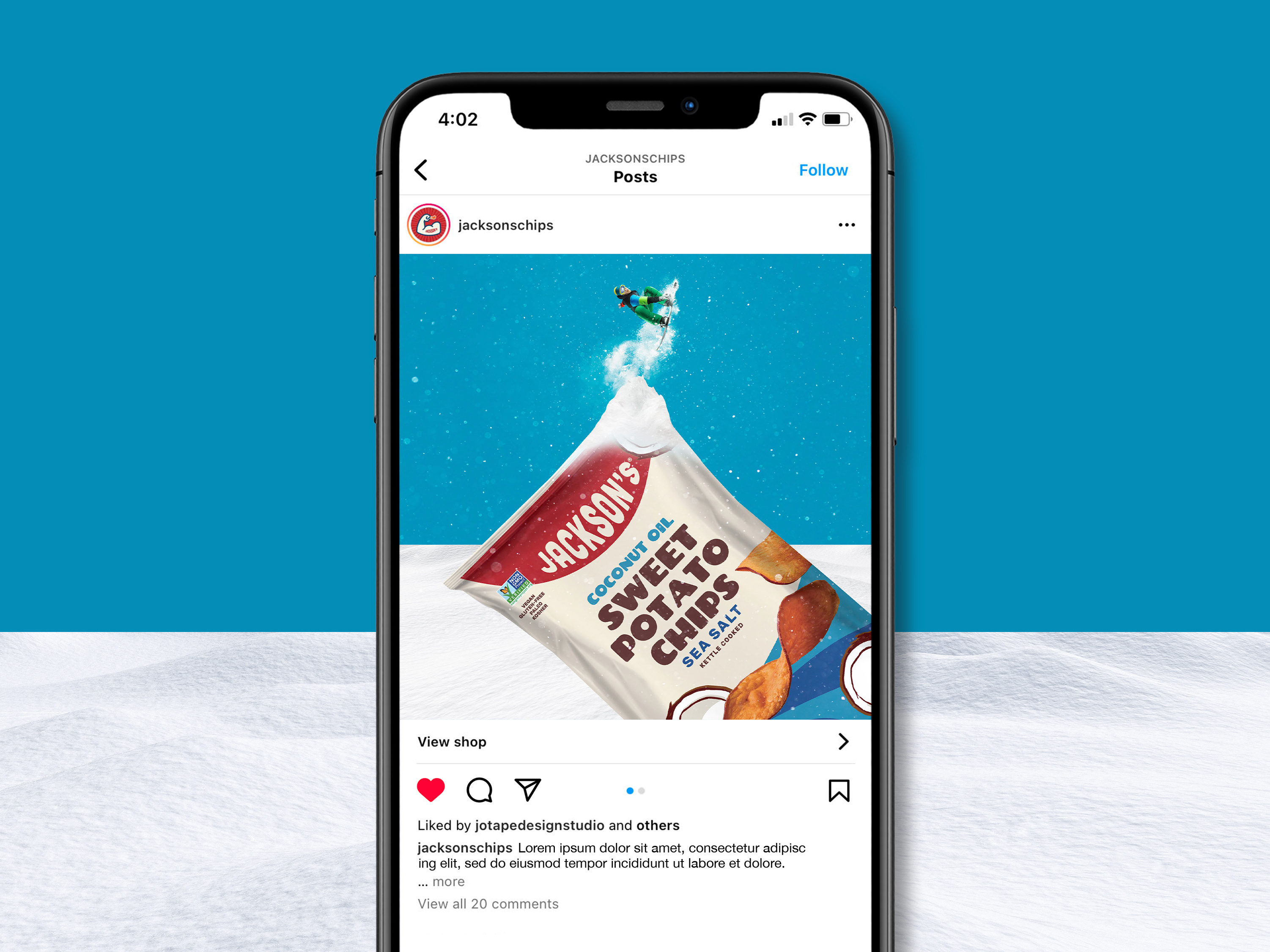 Chips Snowboarding Social Media Design