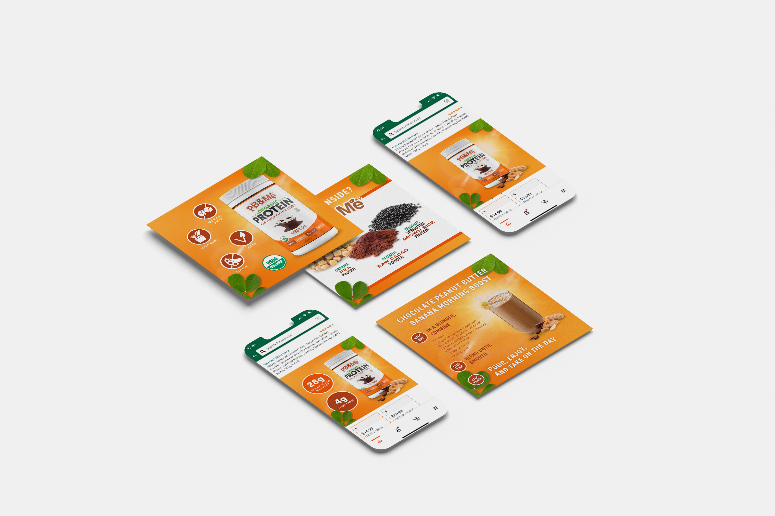 Organic Plant Based Vegan Protein Powder Infographic Design