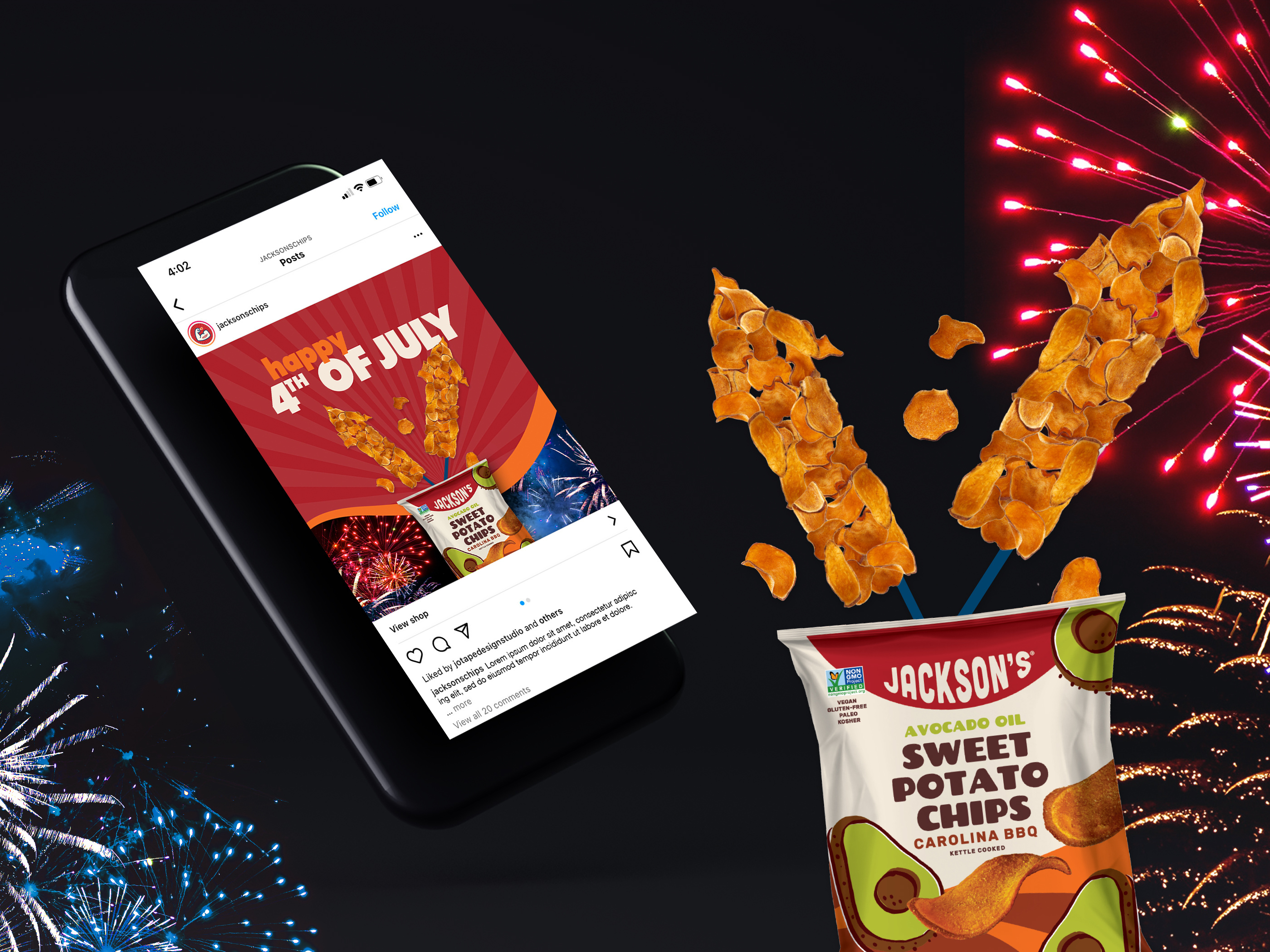4th of July Social Media Design for Chips Brand