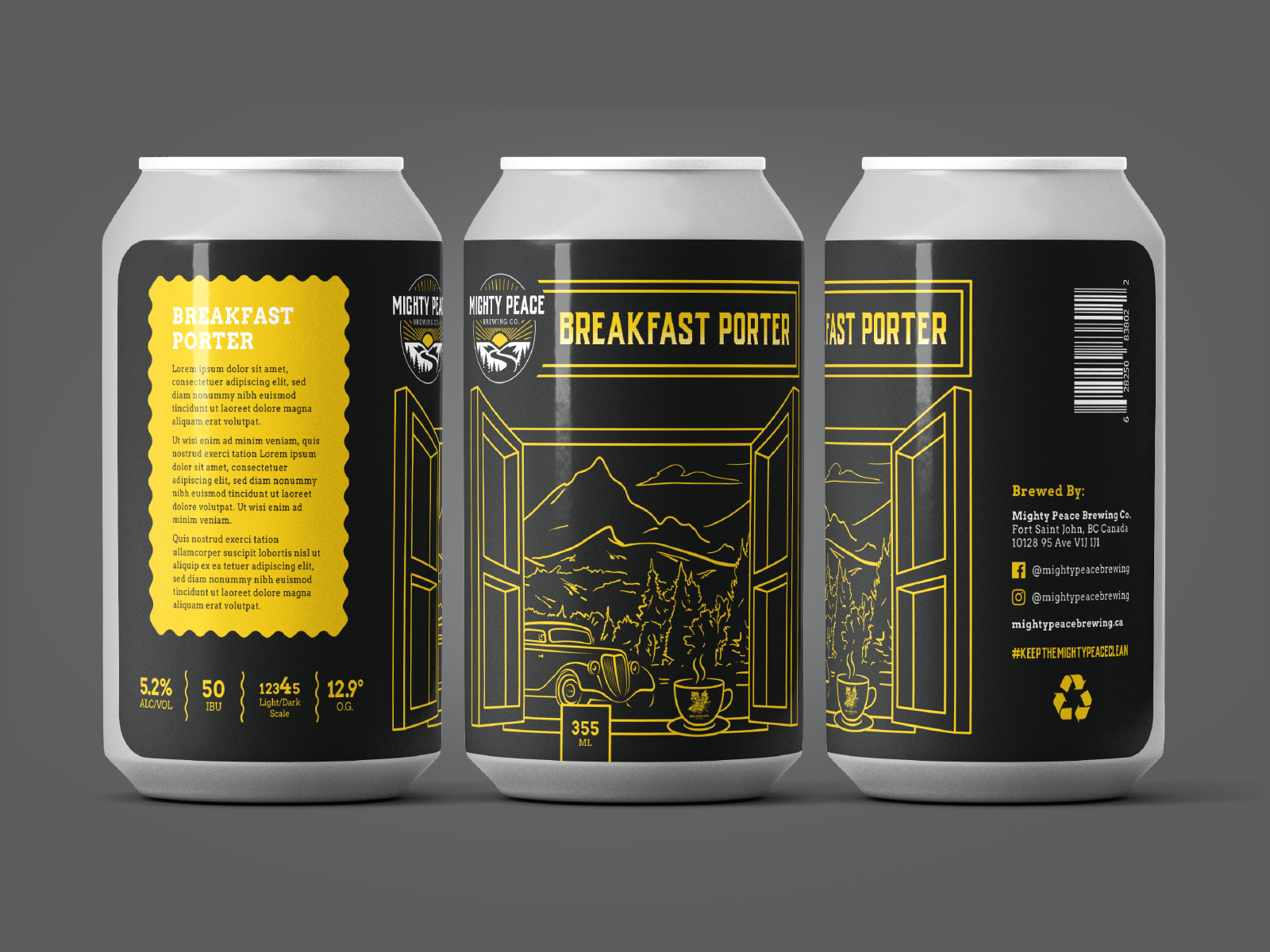Mighty Peace Brewing Co. Breakfast Porter Beer Can Design