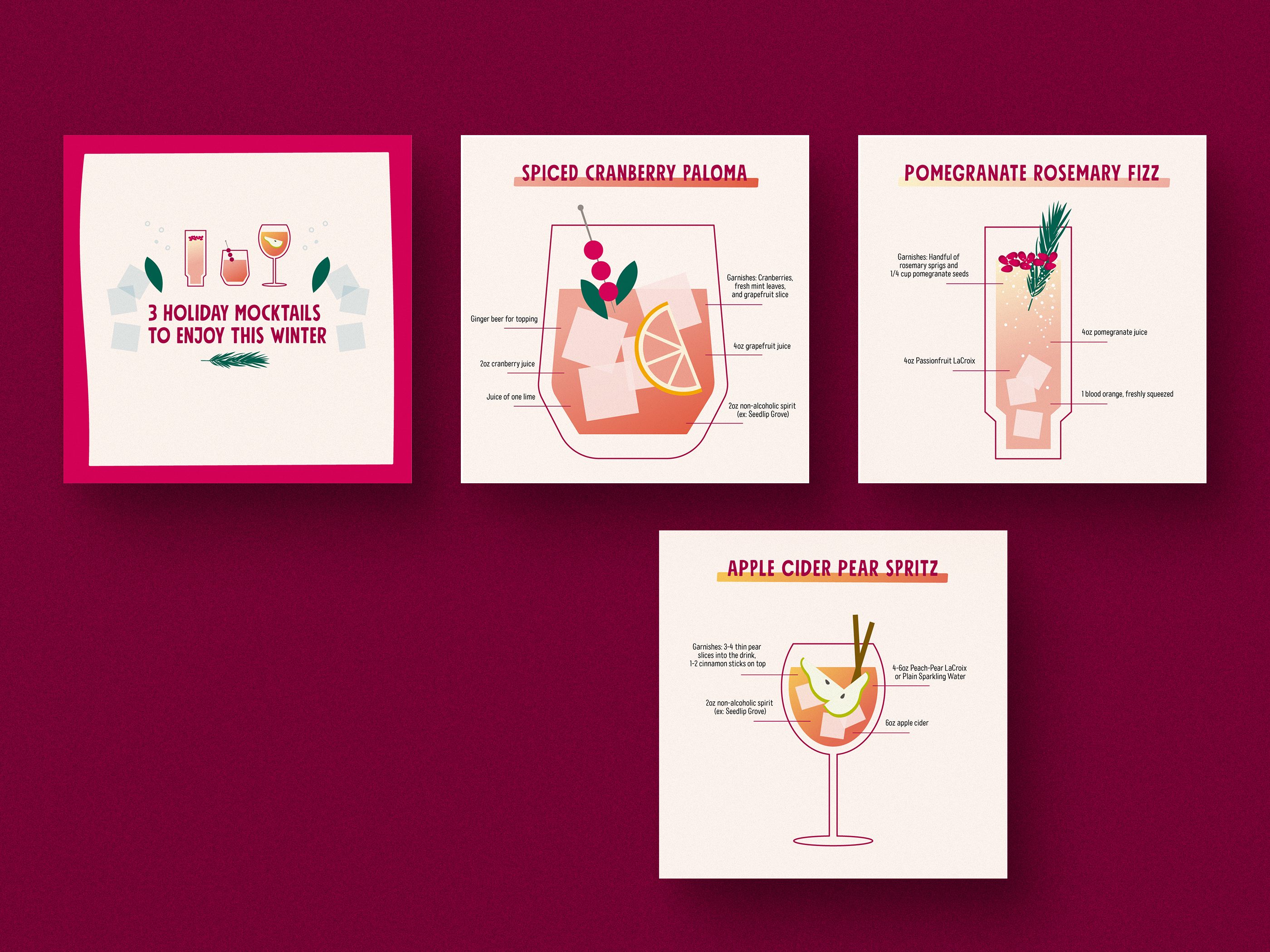 Holiday Mocktail Recipe Cards