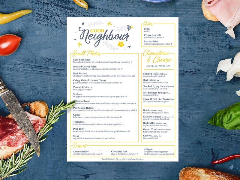 Menu Layout & Design for Local Restaurant
