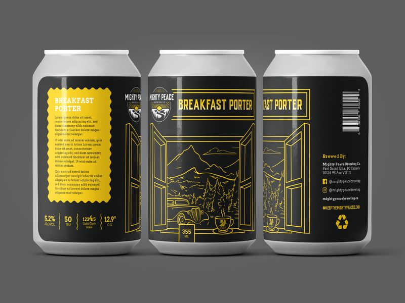 Mighty Peace Brewing Co. Breakfast Porter Beer Can Design