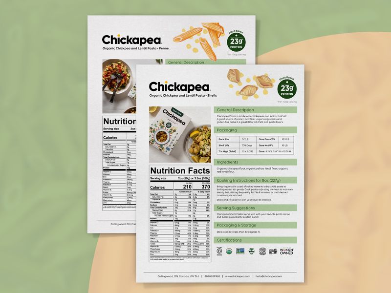 Food Nutritional Information Sheet Design