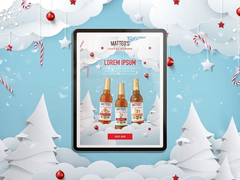 Coffee Syrups Holiday Mailer Design