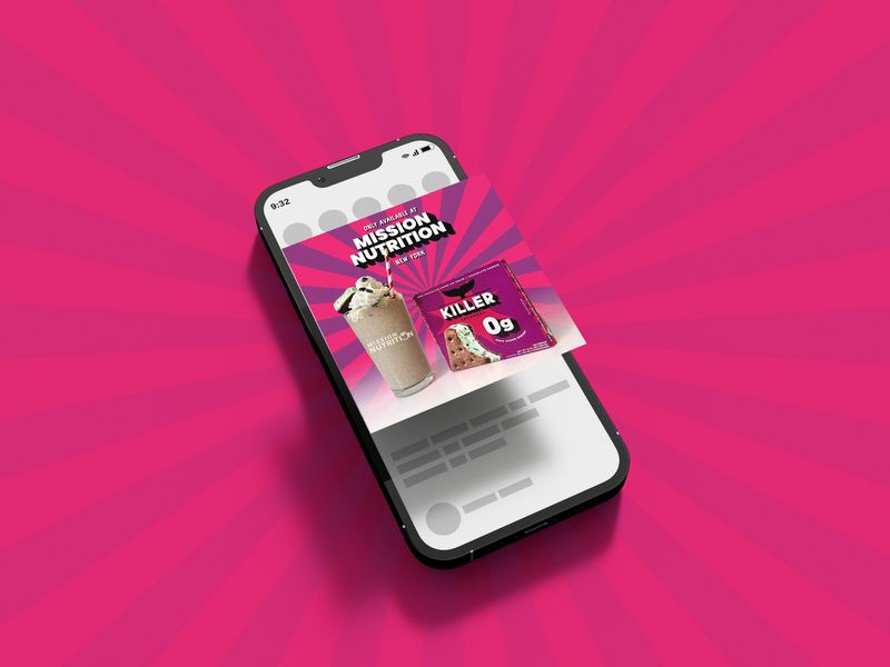 Social media design for chocolate shake promotion, digital marketing graphic for CPG snack brand used in retail and events