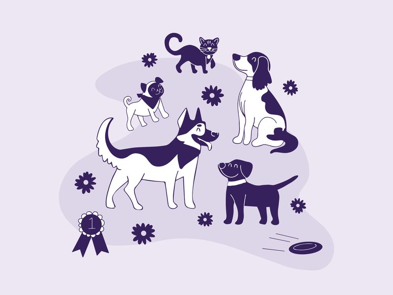 Dog and Cats Illustration