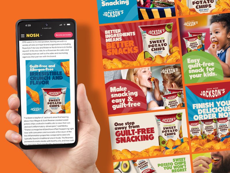 Digital advertising design for CPG snack brand Lays featuring vertical layouts optimized for social media campaigns and retail digital signage displays