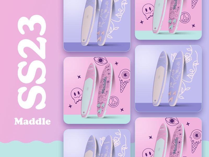 Paddle Board Summer Poster Designs