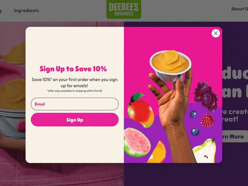 Fruit Snack Website Pop-up Design