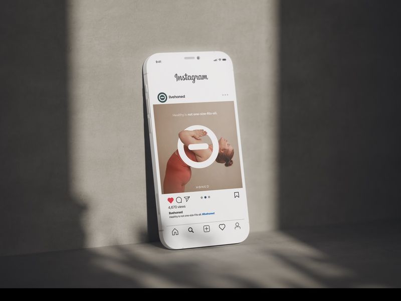 Social media graphic design for Honed featuring a health quote and yoga imagery, optimized for digital marketing and brand storytelling