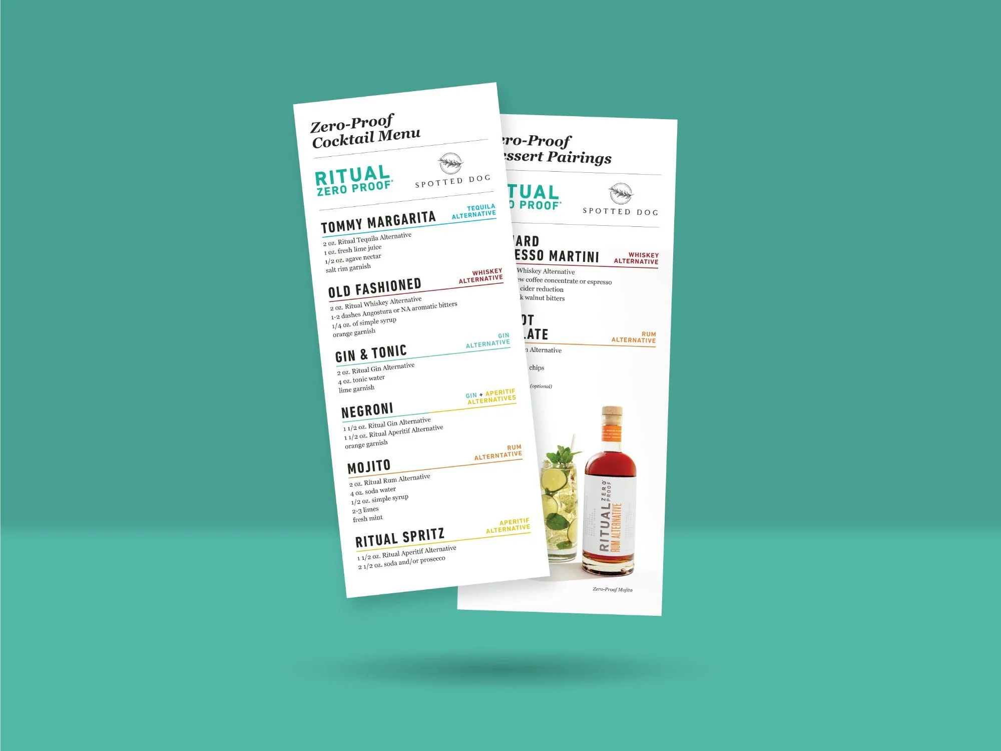 Cocktail Menu for Zero-Proof Spirit Brand