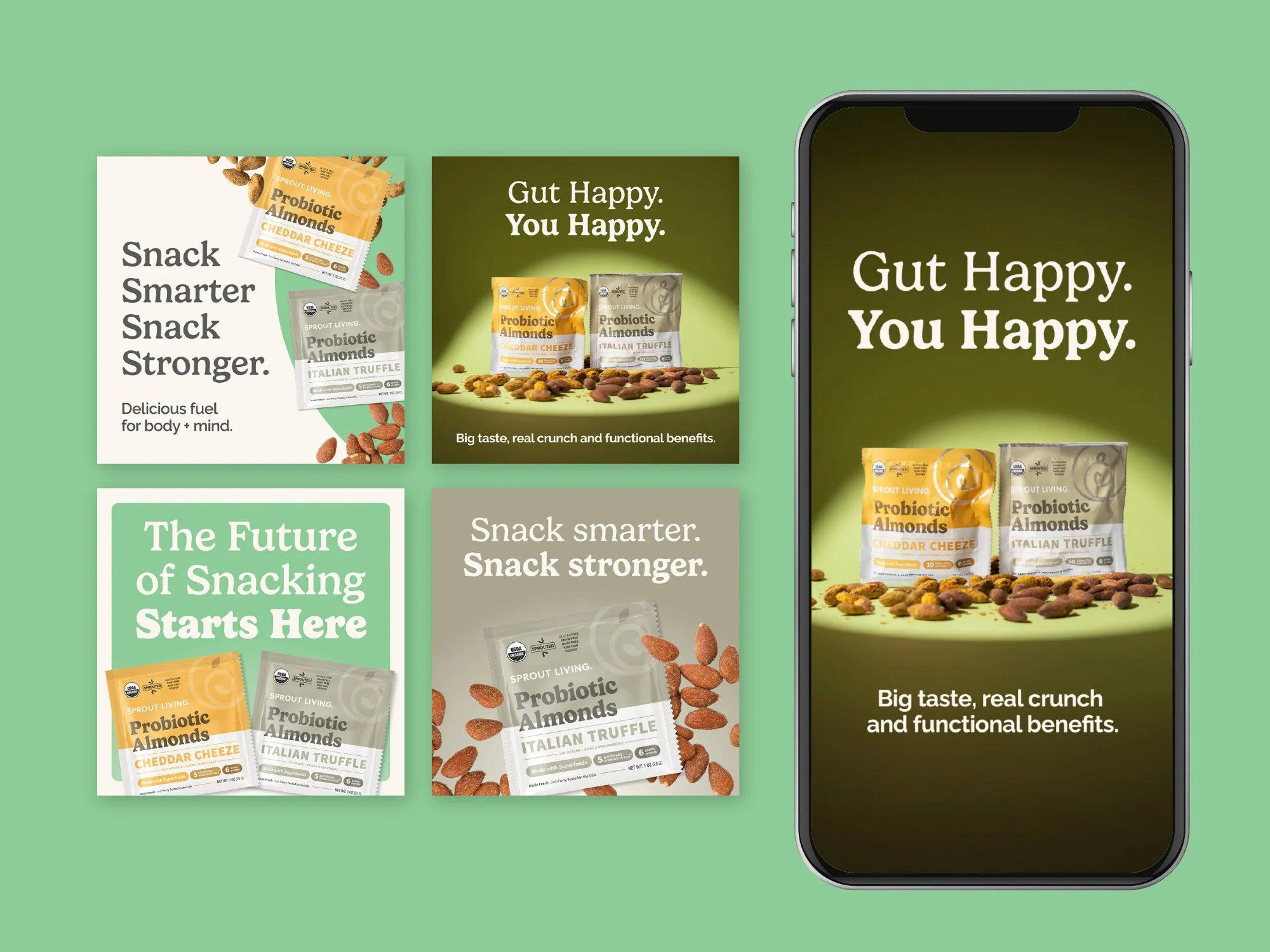 Ad Suite for Probiotic Almond Brand