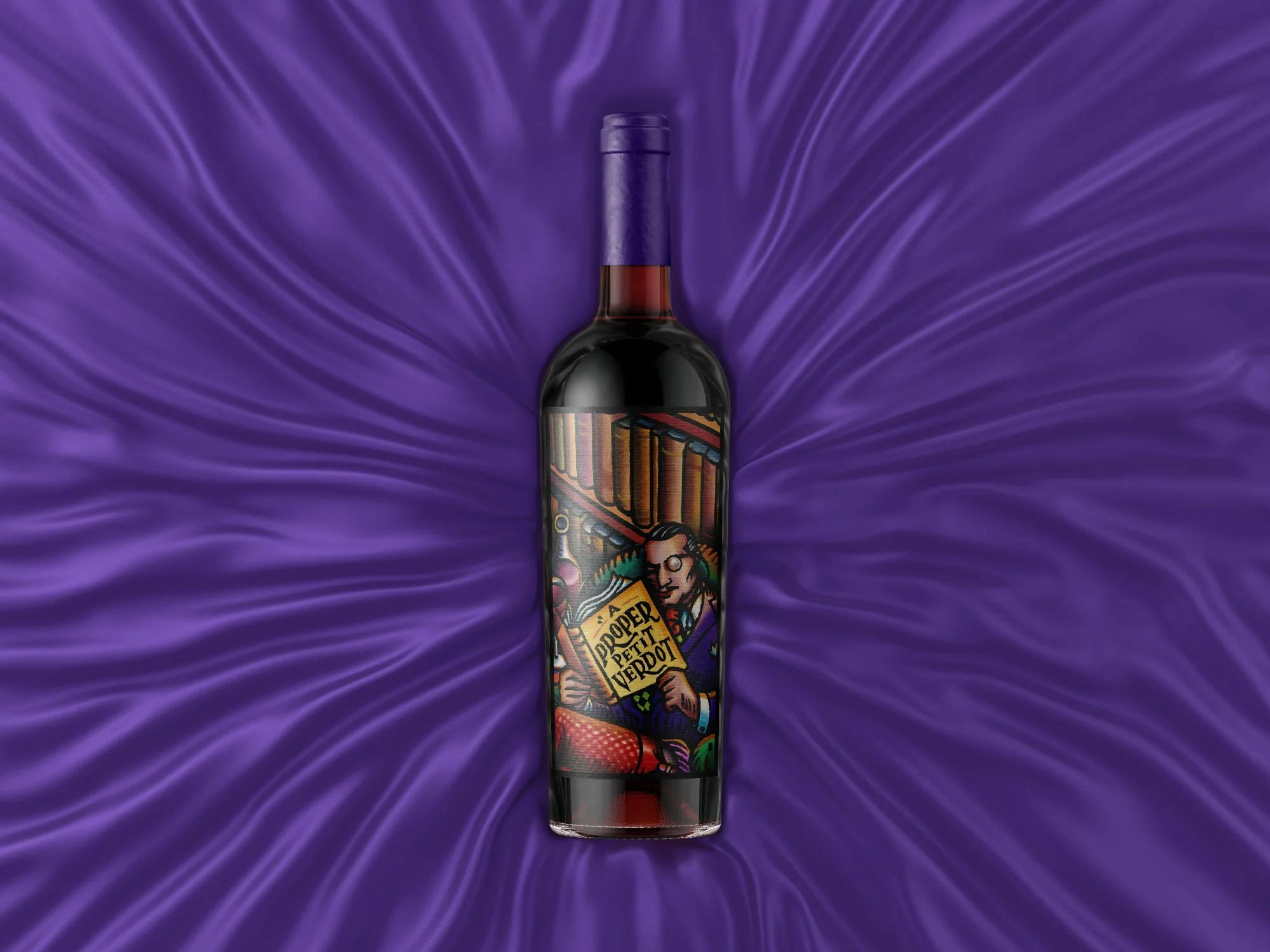 Wine Bottle Label for Illustrated Wine Brand