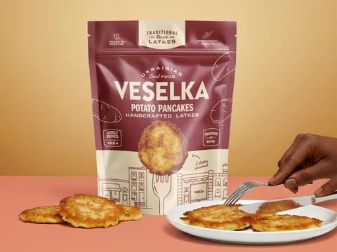 Latke Pouch Packaging for Ukrainian Restaurant Brand